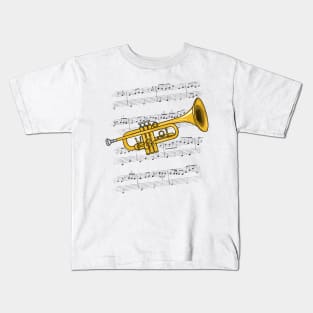 Trumpet Player Trumpeter Brass Musician (Colour) Kids T-Shirt